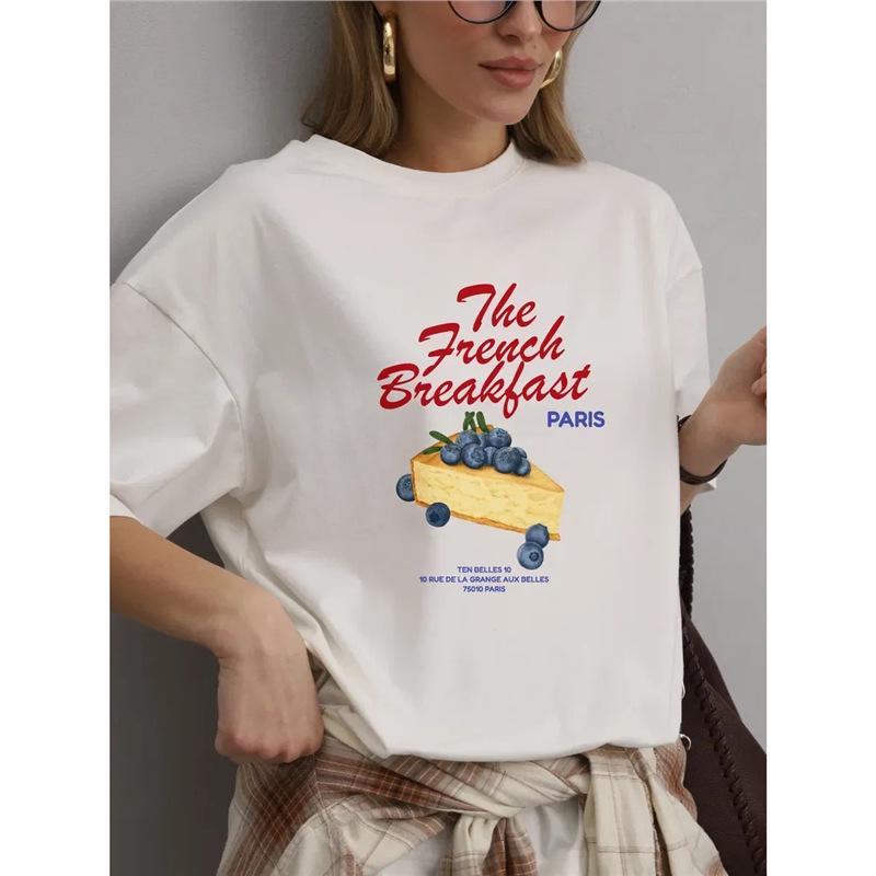 

Универсальная футболка в стиле ретро-мультфильма, летний короткий рукав, тренд 2025 года, уменьшающий возраст Small белый