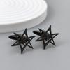 Hexagonal star gold-plated cufflinks, black stainless steel cuffs, men's shirt button accessories, business formal wear