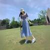 Women's High-Waisted Denim A-Line Midi Skirt, Slimming Fit, Petite to Plus-Size, Perfect for Spring and Summer.