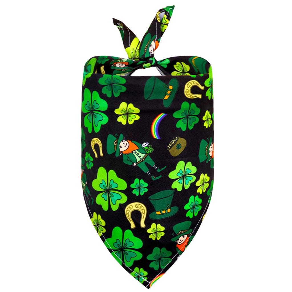 St Patricks Day Pet Bibs Adjustable Clover Pet Triangular Bandanas Creative Neckwear Gift for Small To Medium-Sized Pets