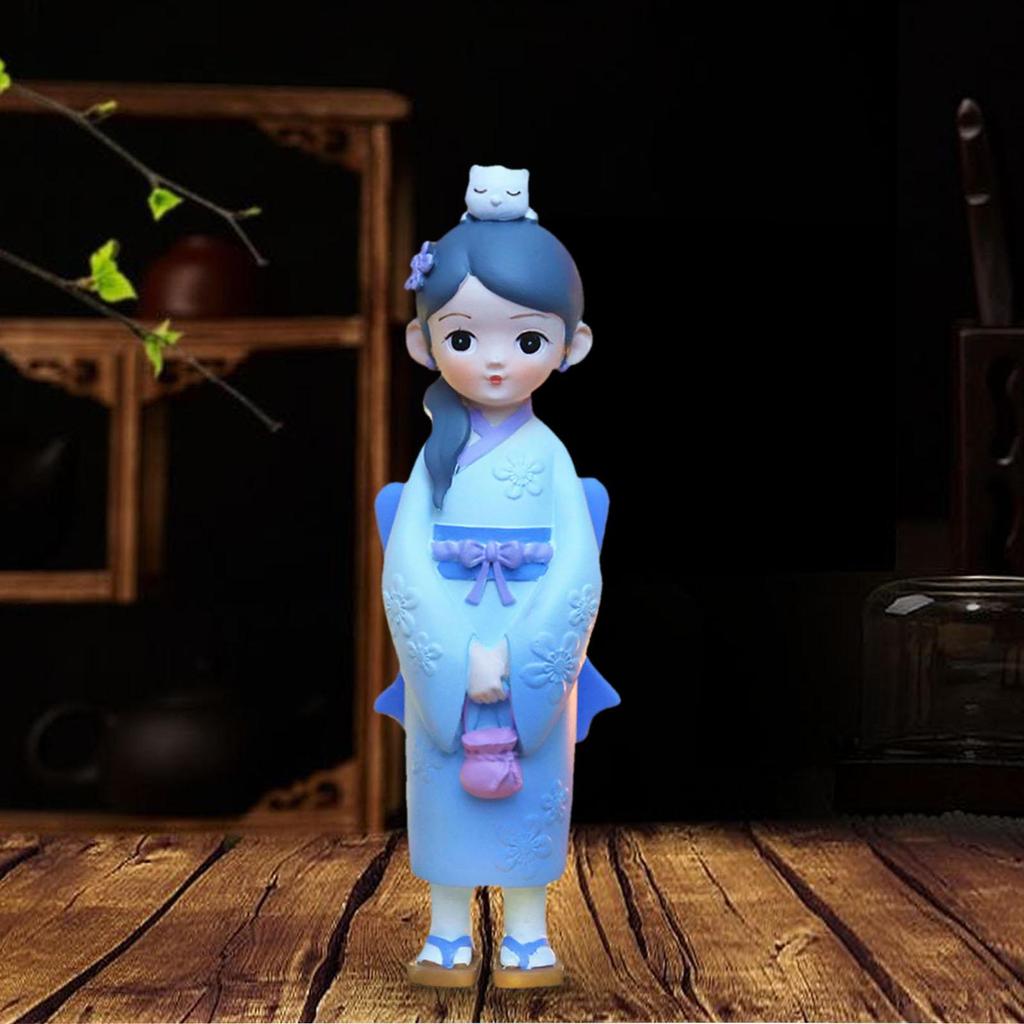 Asian Kabuki Figurine Japanese Kimono Geisha Doll Desktop Folk Ethnic Decoration Resin Statue