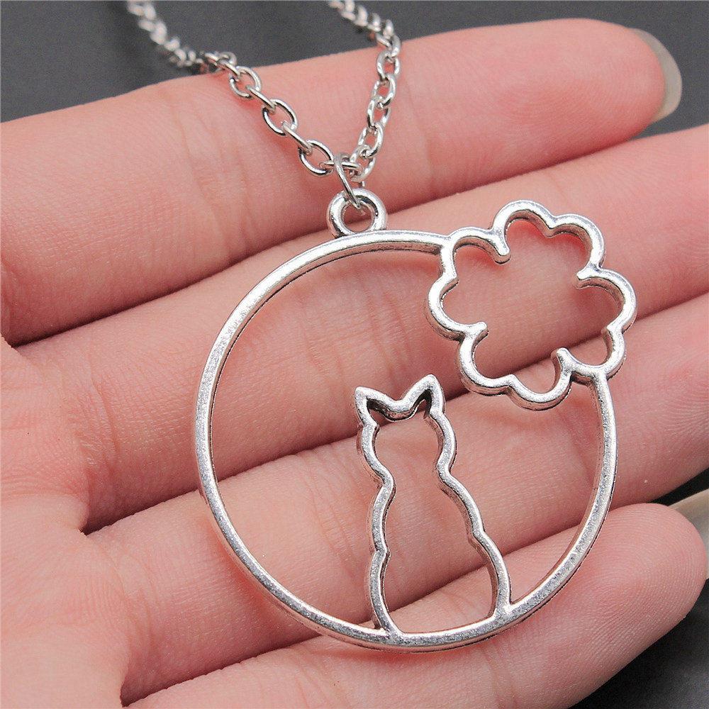 Openwork Resin Photo Frame Geometric Keys Pendant Antique Bronze Silver Metal Friend Collar Necklace