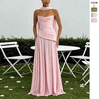 Elegancka sukienka na ramiączku typu tube top z nieregularnym dekoltem dla celebrytek, letnia nowość dla kobiet, francuska, seksowna, z rozcięciem