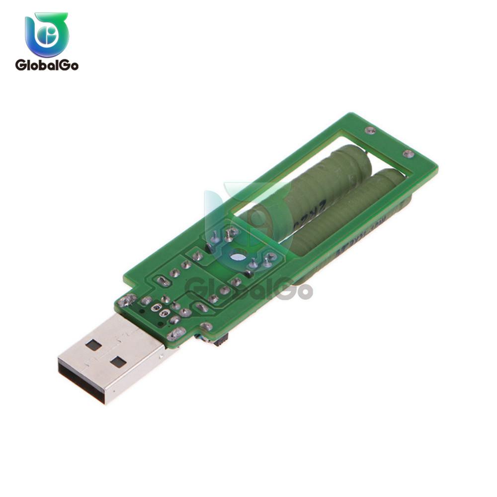 2X10W USB Mini Discharge Interface Load Resistor with Switch 1A 2A LED Battery Capacity Voltage Discharge Resistance Tester Tool