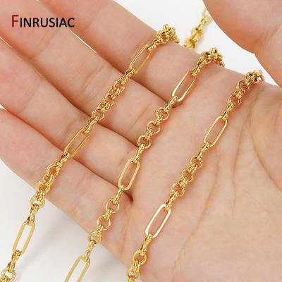 18K Gold Plated Brass 3:1 Figaro Chains For Jewelry Making,Thick Large Heavy Chains For DIY Necklace Bracelet Making Findings
