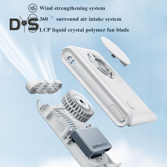 Tragbarer Ventilator für den Außenbereich, starker Luftstrom, drei einstellbare Geschwindigkeiten, geräuscharmer Betrieb, wiederaufladbarer Kühlventilator für den Reisegebrauch