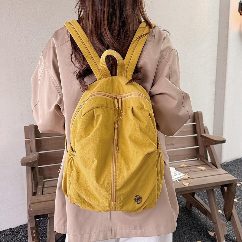 Schoolbag New Autumn and Winter Versatile Backpack Women's Bag Folded Travel Backpack Light Casual Simple Washed Cloth Casual School Bag