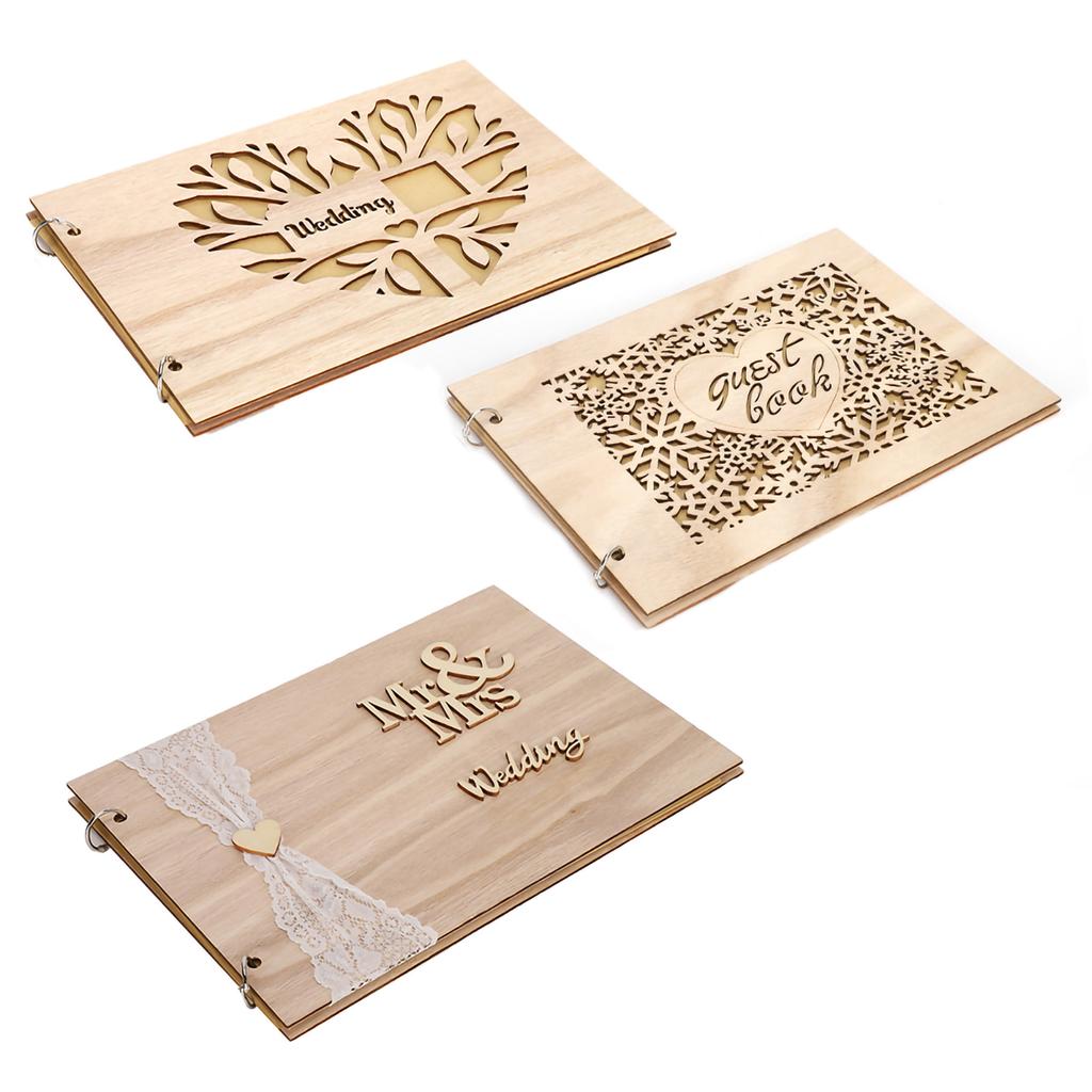 Innovative Wooden Wedding Guest Book Album Craft for Wedding Engagement Decoration