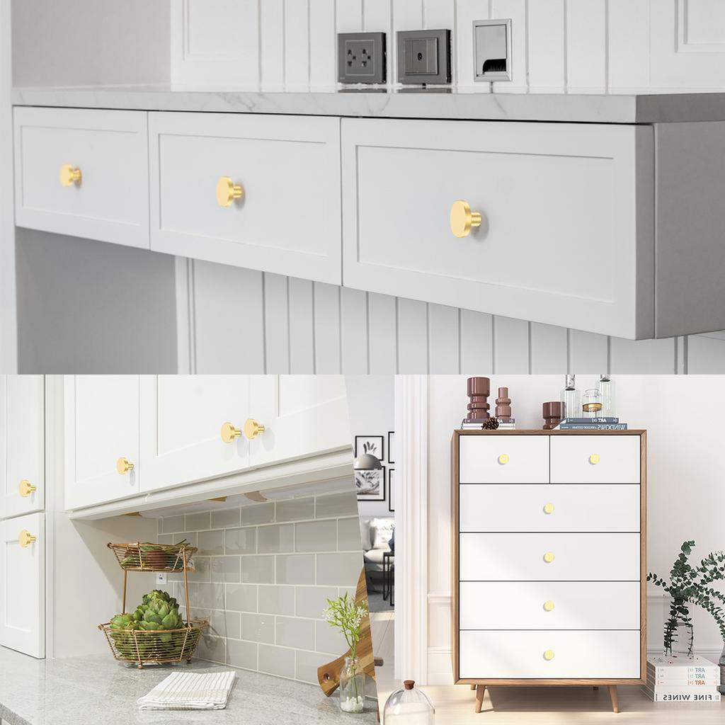 4/8pcs Antique Solid Brass Cupboard Door Handle Knob Brushed Gold Hardware Knob for Furniture Kitchen Cupboard Closet Wardrobe