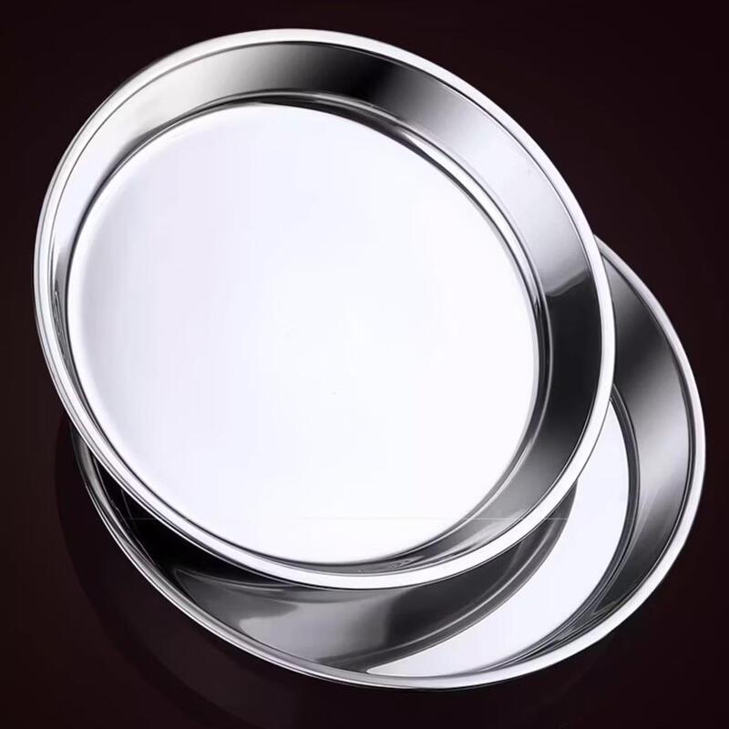 Diruien 304 Stainless Steel Shallow Round Plates - 14cm (2-Pack)