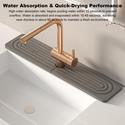 Alfombrilla de Secado Rápido para Grifo de Fregadero de Diatomeas 23.62x3.94in Protector Absorbente de Agua y Protectores de Fregadero para Encimera de Baño
