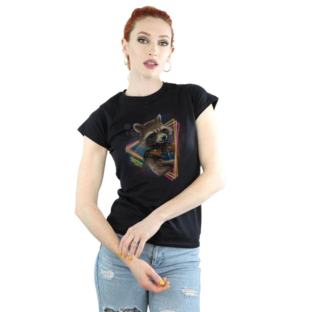 Guardians Of The Galaxy Damen/Damen Rocket Raccoon Neon Baumwoll-T-Shirt