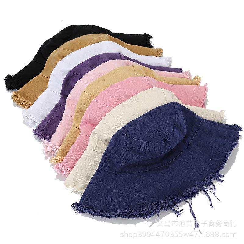 New Edged Bucket Hat Unisex Fashion Washed Cotton Soft Wide Brim Outdoor Summer Beach Sun Hat