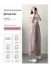 Women's High Street Pink Cargo Pants - Spring 2025 Straight-Leg, High-Waist, Loose Fit