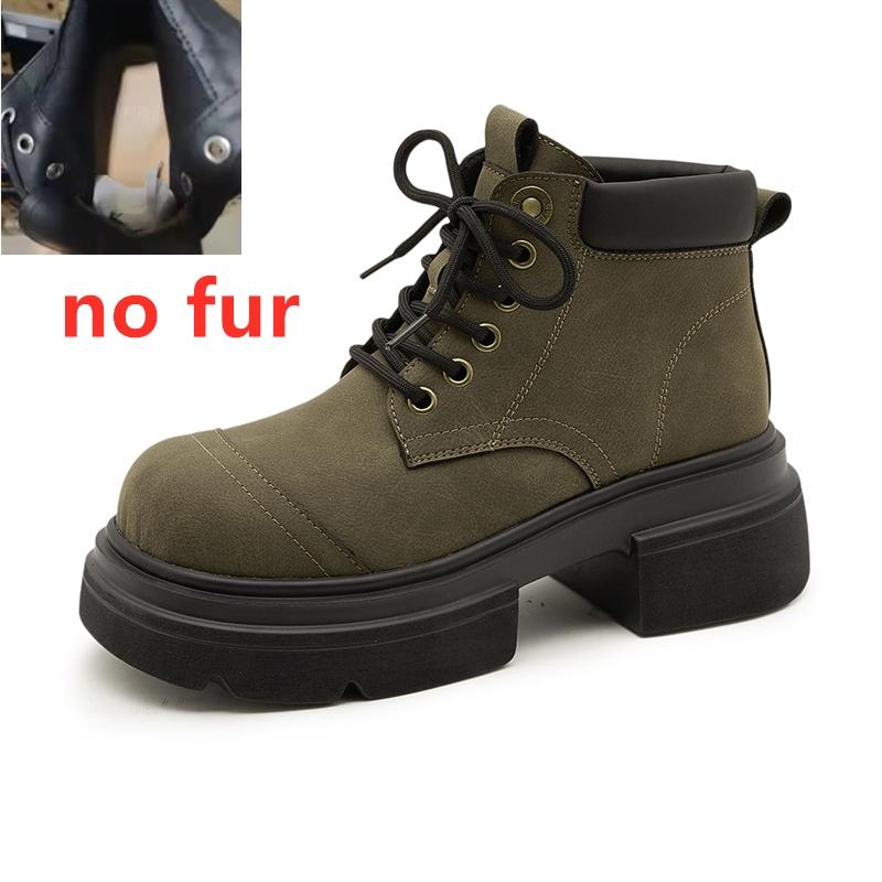 Women's Ankle Boots and Short Boots Thick-soled Lace-up Color-blocked Casual Women Shoe Autumn/winter Work Boots Female