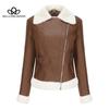 Fall Winter New Padded Leather Jacket Women Warm Long-sleeved Lapel Coat Casual Jacket Women's Jacket