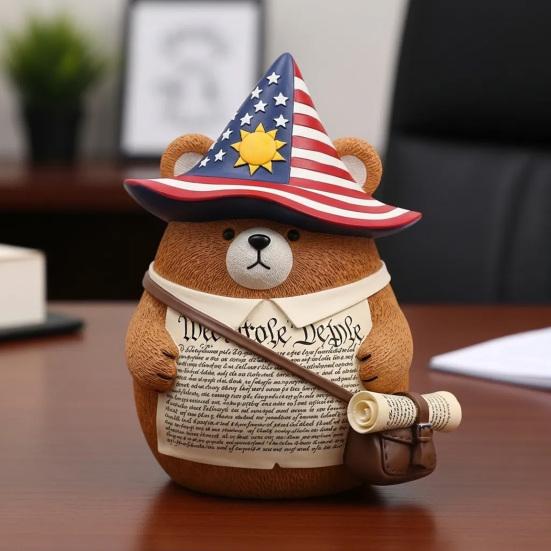 Animal History Resin Ornament American Style Animal Figurine History Themed Patriotic Animal Sculpture for Home Office Desk