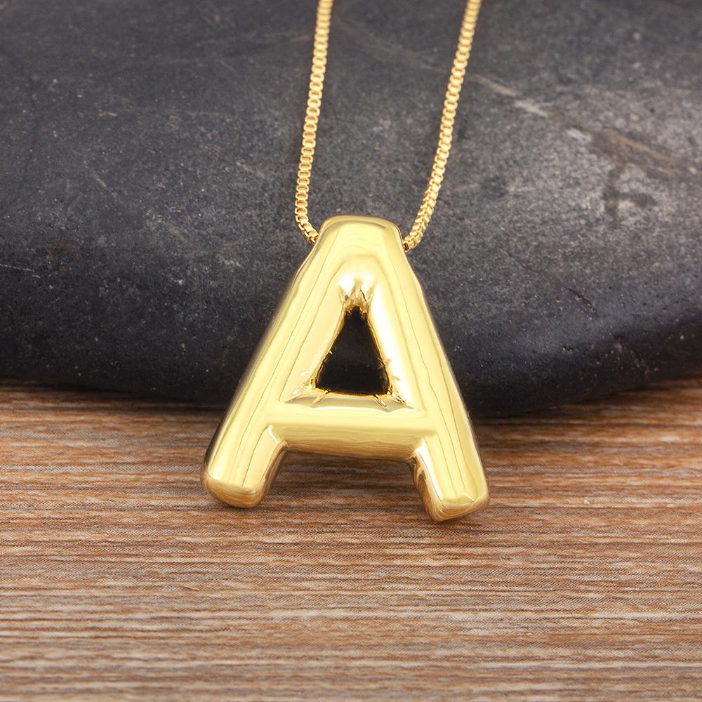 Nidin New Retro Punk Style Copper A-Z Letters Pendant Necklace Initials Alphabet For Women Vintage Name Jewelry Daily Party Gift