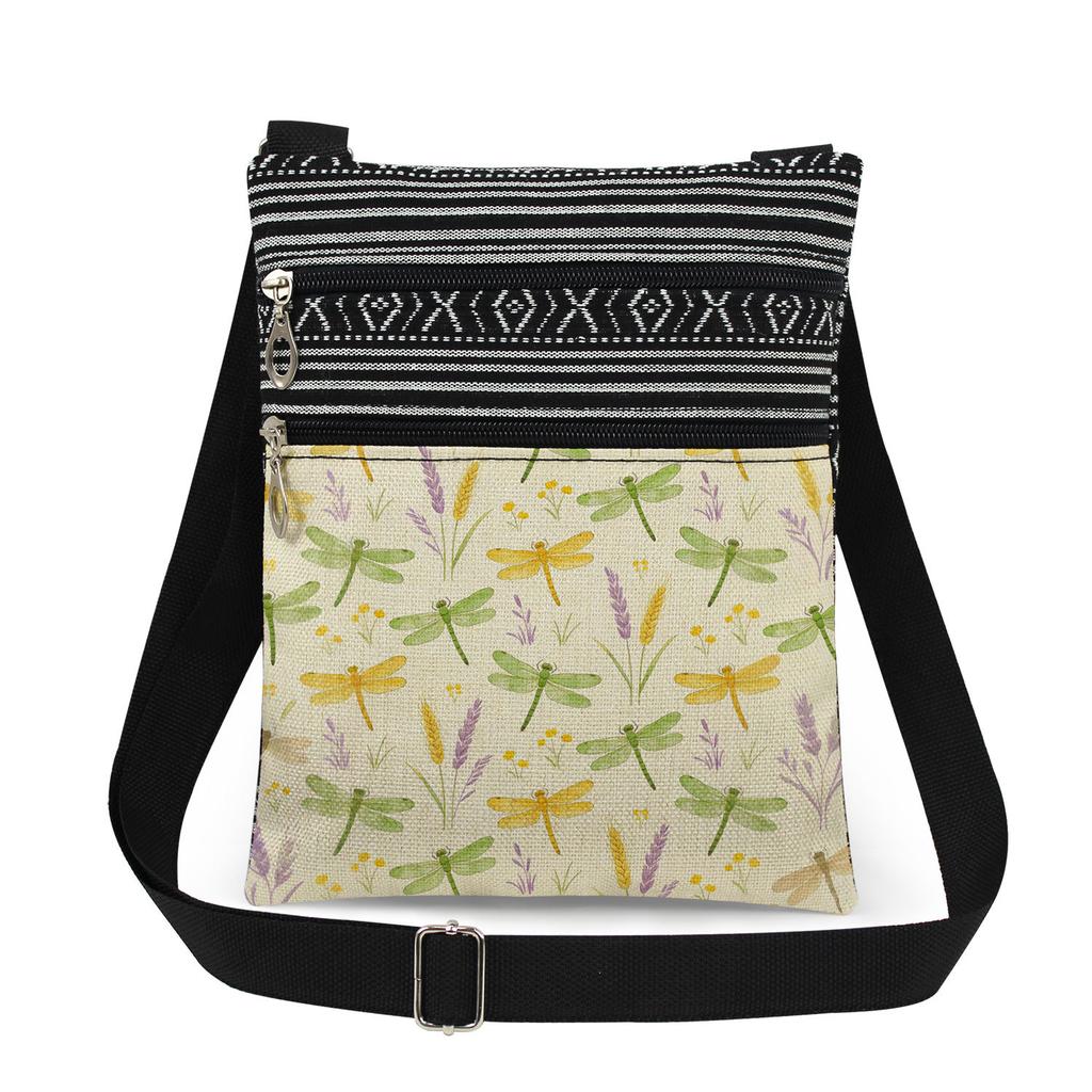 1 Stück Libellen-Print Tragetaschen Damen Schulterhandtaschen Postboten-Tasche 6919 KTB
