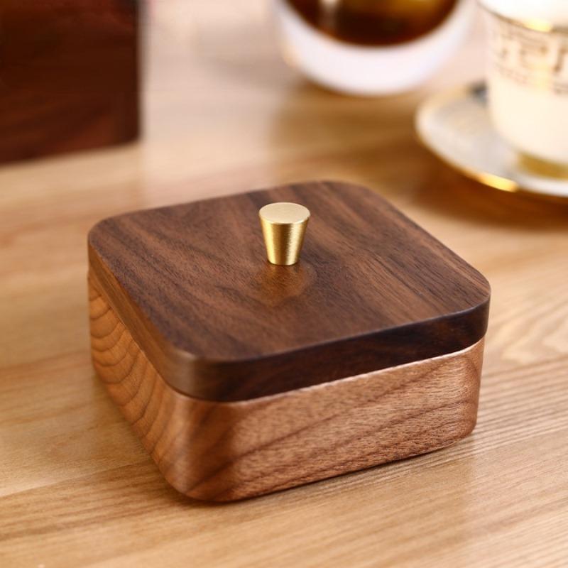 Многослойная коробка для хранения из черного ореха Многослойная цельнодеревянная зубочистка Новая китайская настольная домашняя коробка для хранения с крышкой