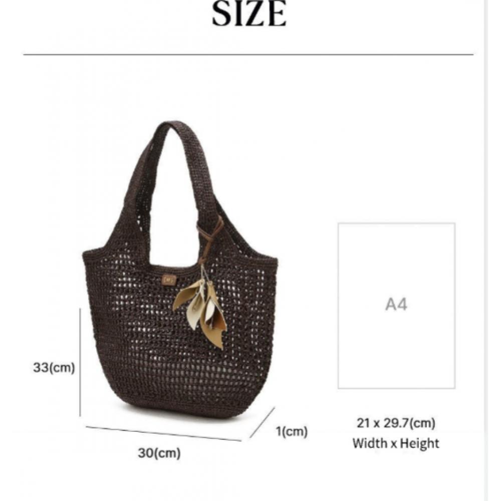 Daks Brown Raffia Twisted Mesh ShouLder Bag L Dcba6e590w3