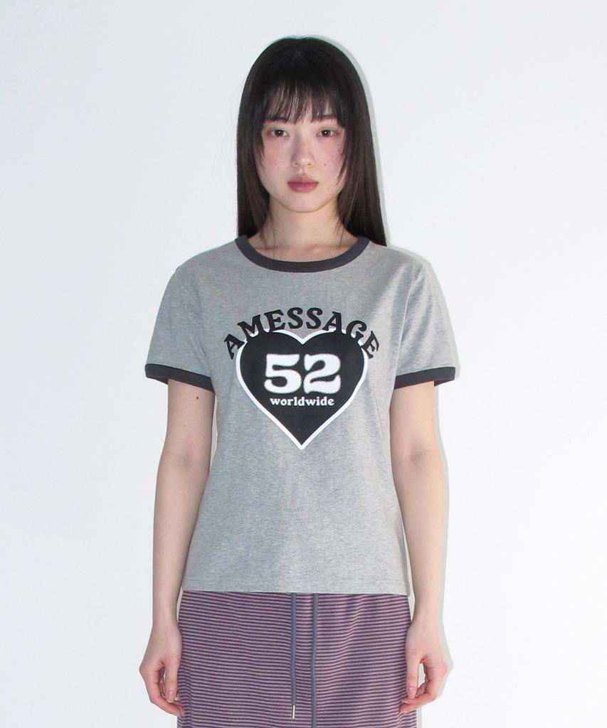 AMES-WORLDWIDE 52 Heart Ringer Crop Tee Gray
