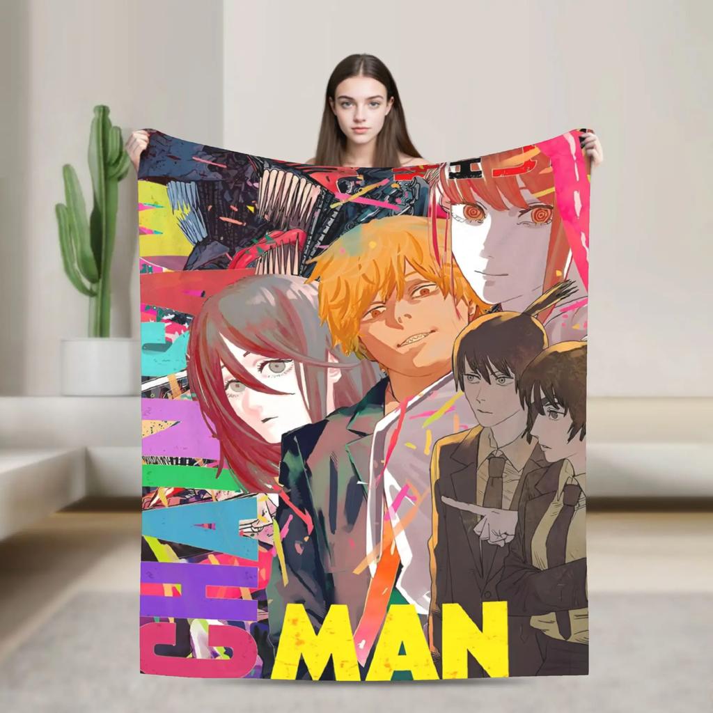 ChainsawsMan Reze Fleece Blanket Soft Warm Anime Movie Throw Blanket for Home Living Room Dorm Gift