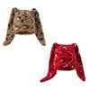 Bonnets en tricot acrylique imprimé léopard à rabats d'oreilles pour la chaleur en hiver Accessoire de mode unisexe pour adultes et enfants