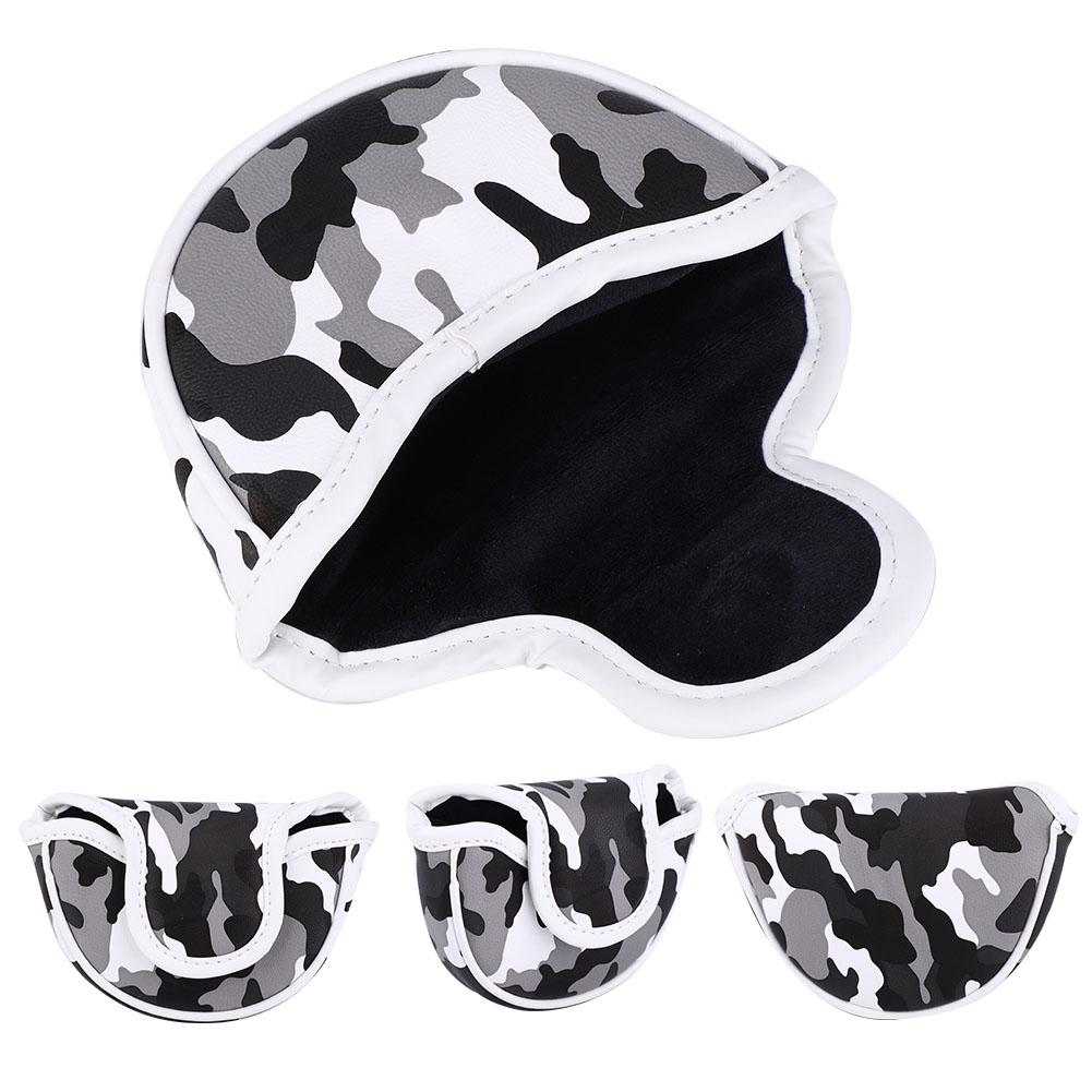 PU Leather Camouflage Semicircular Waterproof Magnetic Buckle Golf Putter Head Cover Club Headcovers