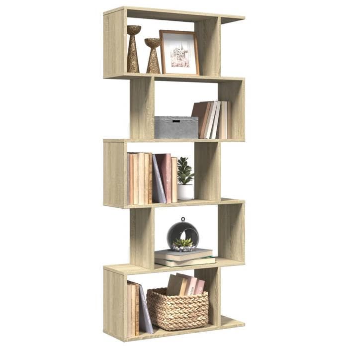 VidaXL Room Divider Shelf 5 Levels Sonoma Oak 70x24x161cm, Shelf, Bookcase, Storage Shelf, 858095