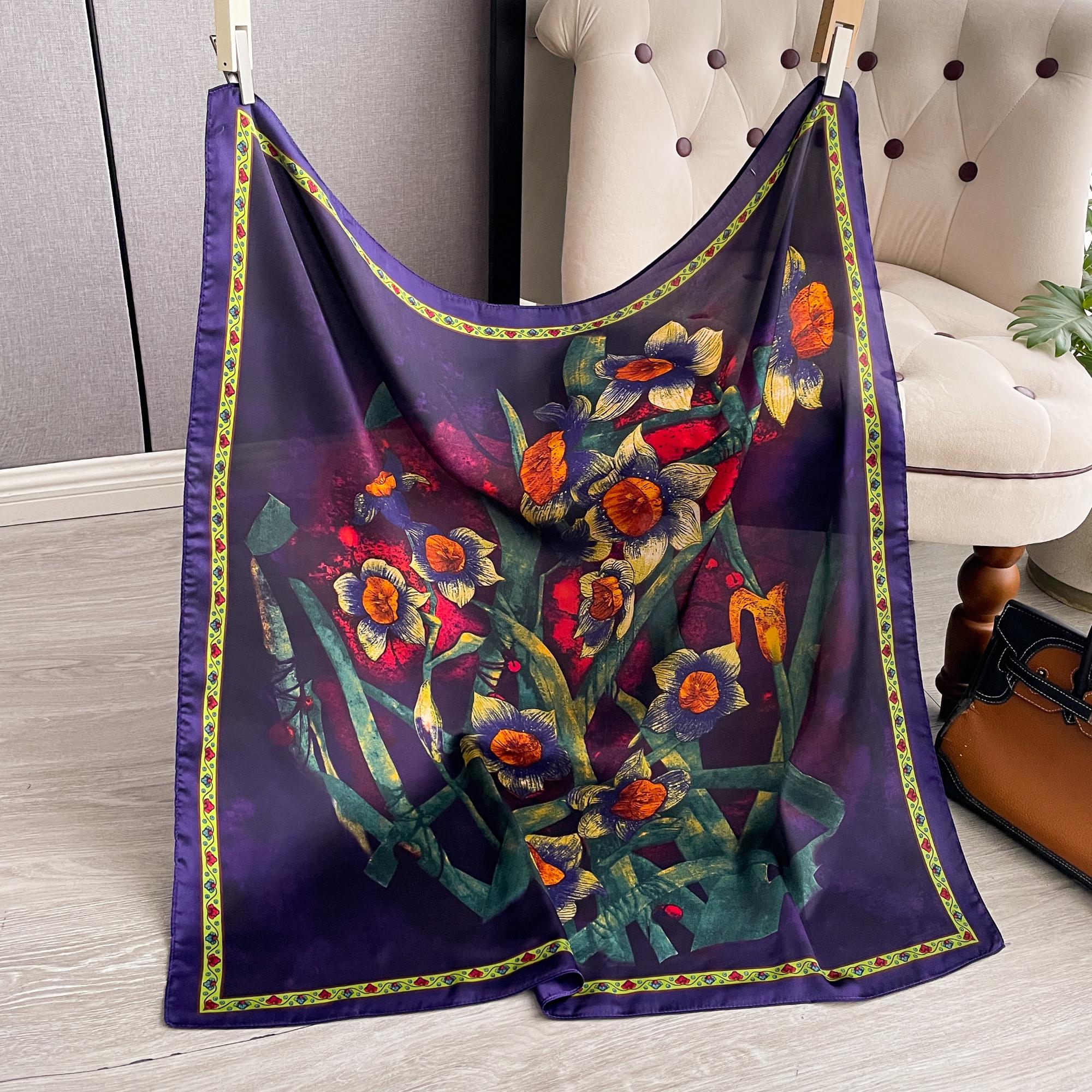 

Print Head Scarf Women Four Seasons Foulard Satin Square Head Hijab Scarfs For Ladies Shawls 90*90 Silk Scarf Muslim Hijab