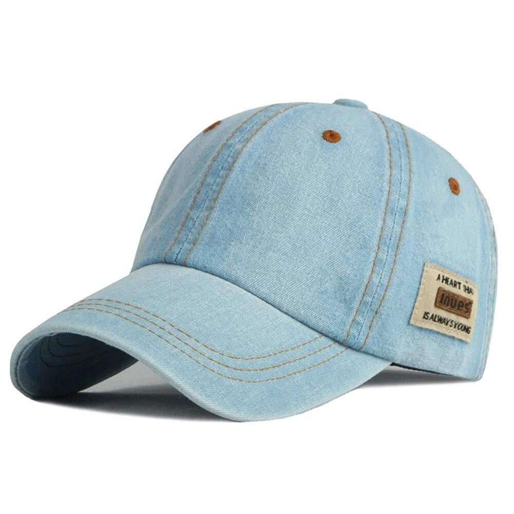 Streetwear Sky Blue Denim Baseball Cap High Quality Vintage Trucker Caps For Men Snapback Hip Hop Women Hat Bones Masculinos