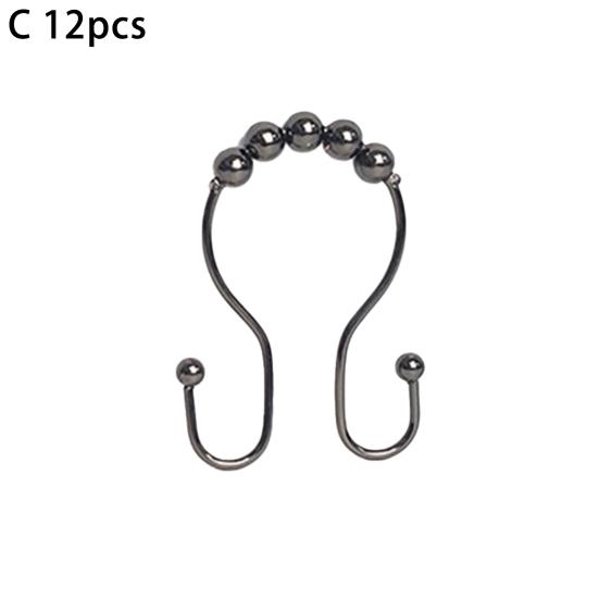 Yousheng 12ks háček na sprchový závěs Dvojité háčky Dobré vyvážení Silná nosná kapacita váleček Kulička Hladký Posuvný kroužek háčku na závěsy Koupelnový zdroj