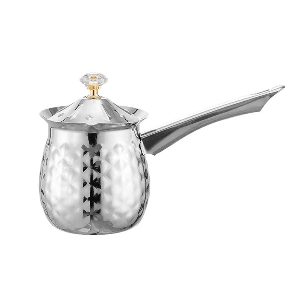Versatile Handcrafted Turkish Coffee Pot Handle Stable Melting Jug Stainless Steel Lid Heating Pot Household