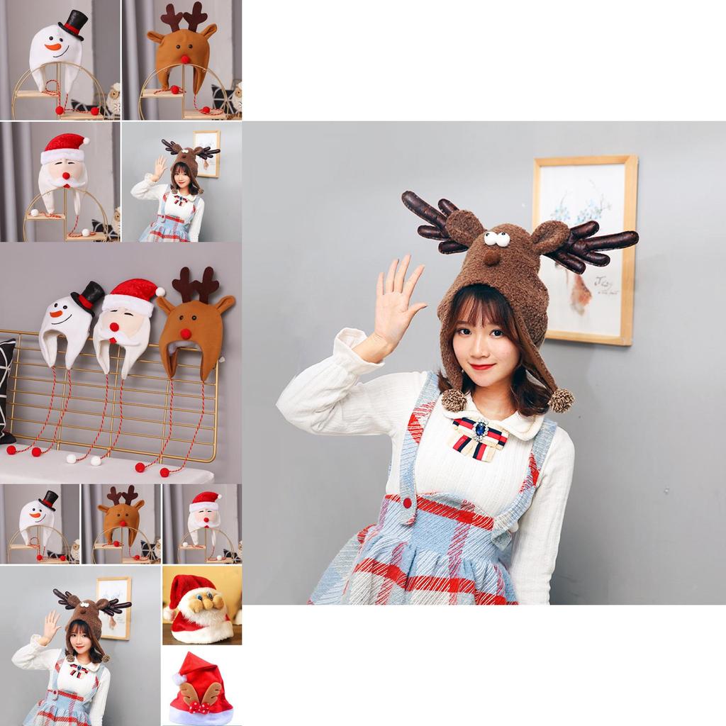 Creative Christmas Hat Featuring Cartoon Santa Snowman And Reindeer For Kids And Adults