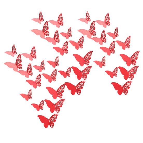 36Pcs 3D Butterfly Wall Decoration Hollow Wing Paper Butterflies Shape Sticker Home Office Living Room Bedroom Wall Ornament