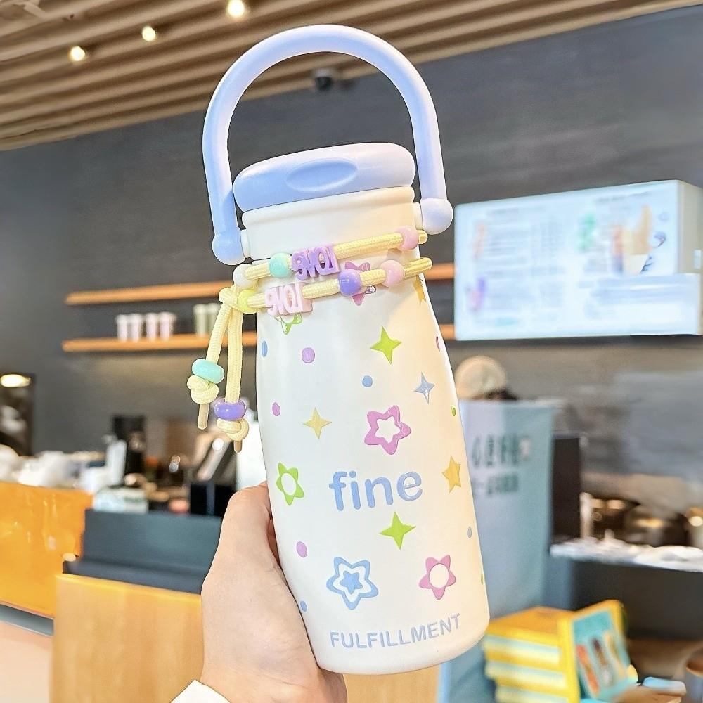 

600ml Vacuum Cup Insulation Or Cooling Large Capacity Stainless Steel Cup With Pendant Thermal Water Bottle for Boys and Girls 50ml синій