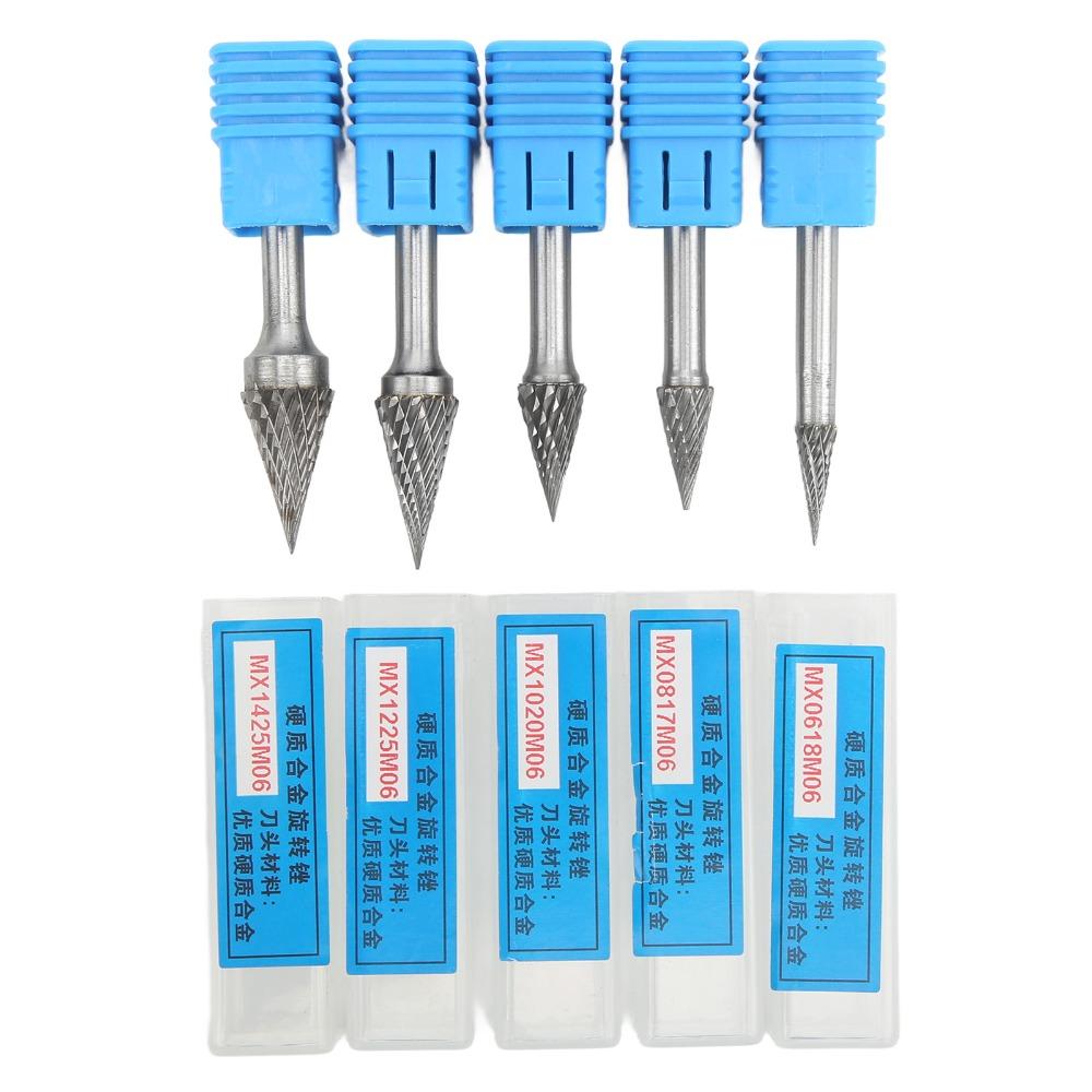 5PCS Double Cut Carbide Rotary Burrs 6mm Shank Carbide Burr Set Carbide Cutting Heads  Auto Shop