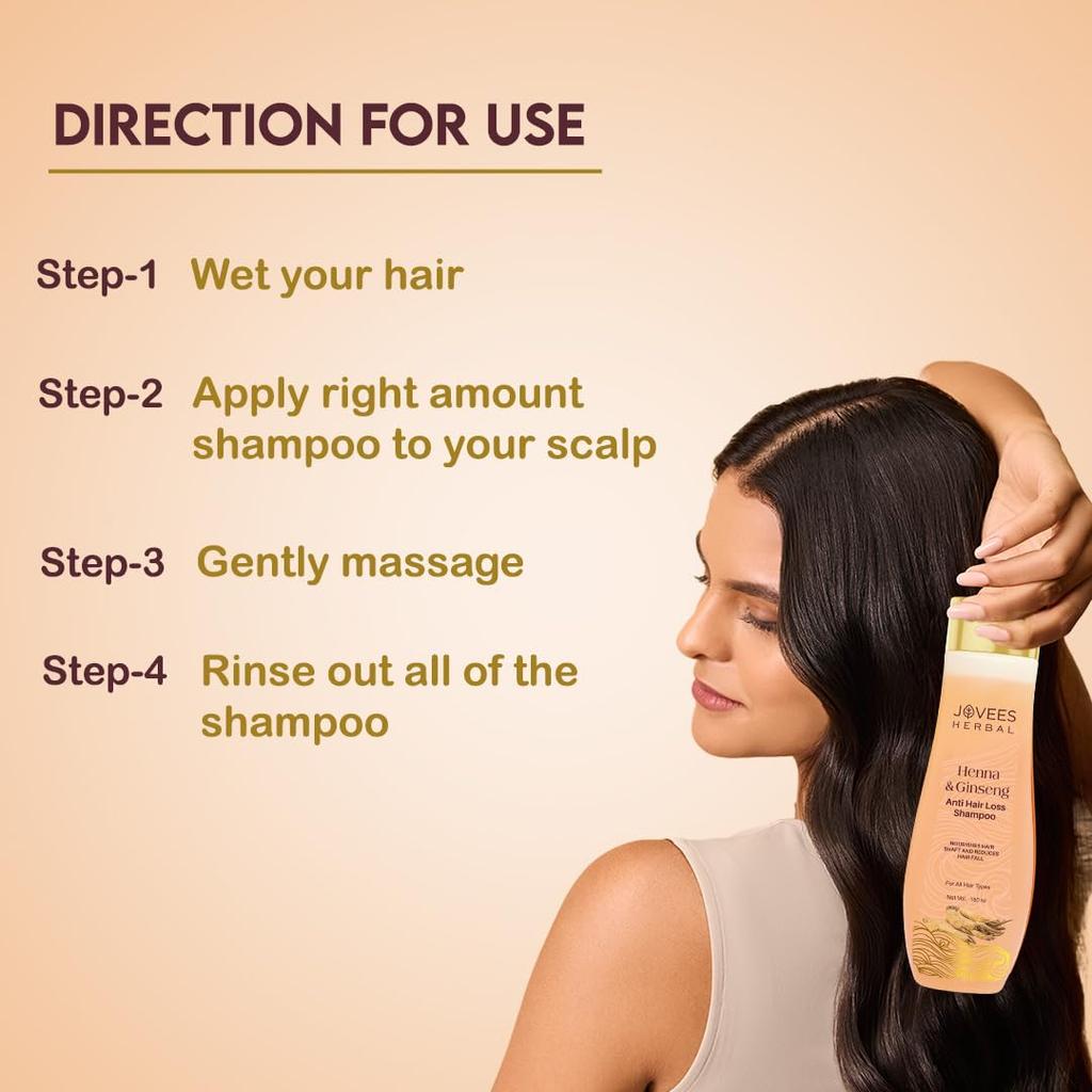 Jovees Herbal Henna Ginseng Anti Hair Loss Shampoo For Hair Growth And Hair Fall Control 300ML