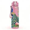 1PC Peacock Flower Botanical Art Print 750ml Color Plastic Sports Water Bottle Leakproof Flip Straw Lid Suitable for Sports Office Home Use