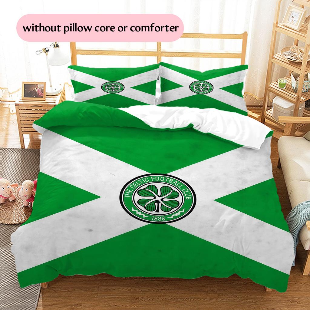 Celtic F.C Minta Ágynemű Paplan Szett Lakásdekoráció Ajándék (1 * paplanhuzat + 2 * párnahuzat mag nélkül)