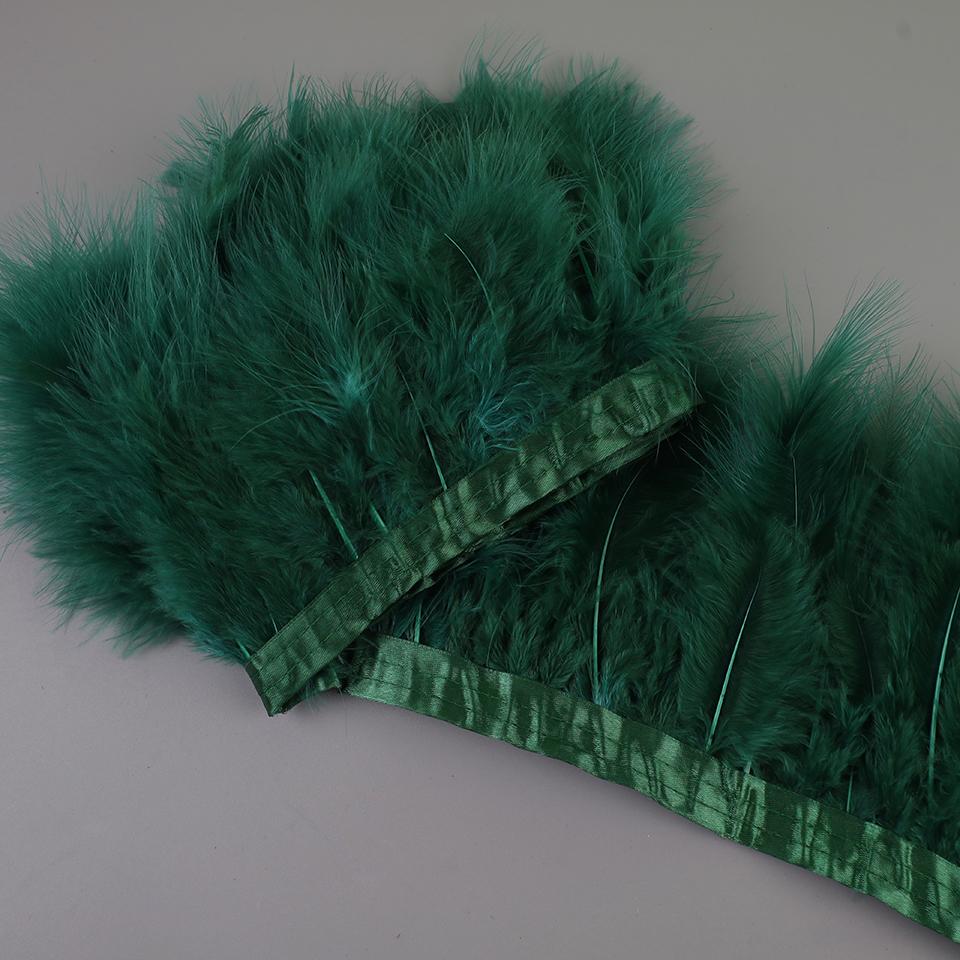 FeatherTurkey Feather Fringe 4-6inch Colorful Marabou Feather Tape for Handiwork Clothes Dress Handmade Cloth Strap Home Decoration