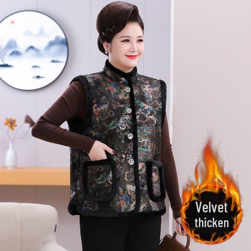 240 Jin Plus Size Autumn/Winter Chinese Velvet Vest for Middle-Aged and Elderly Women
