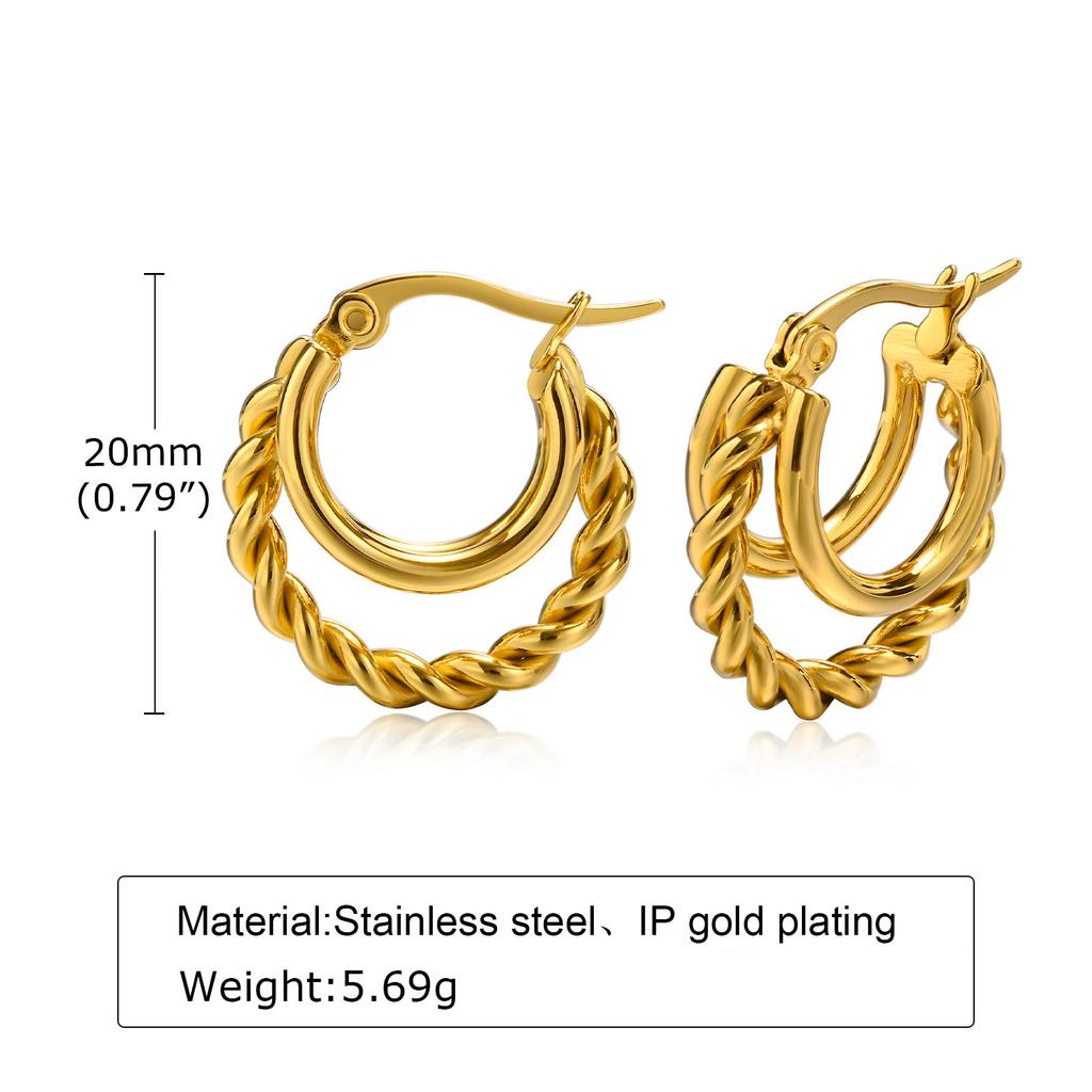 Stainless Steel Earrings, Twist Earrings, Gold C-shaped Earrings, Simple and Fashionable Women's Jewelry