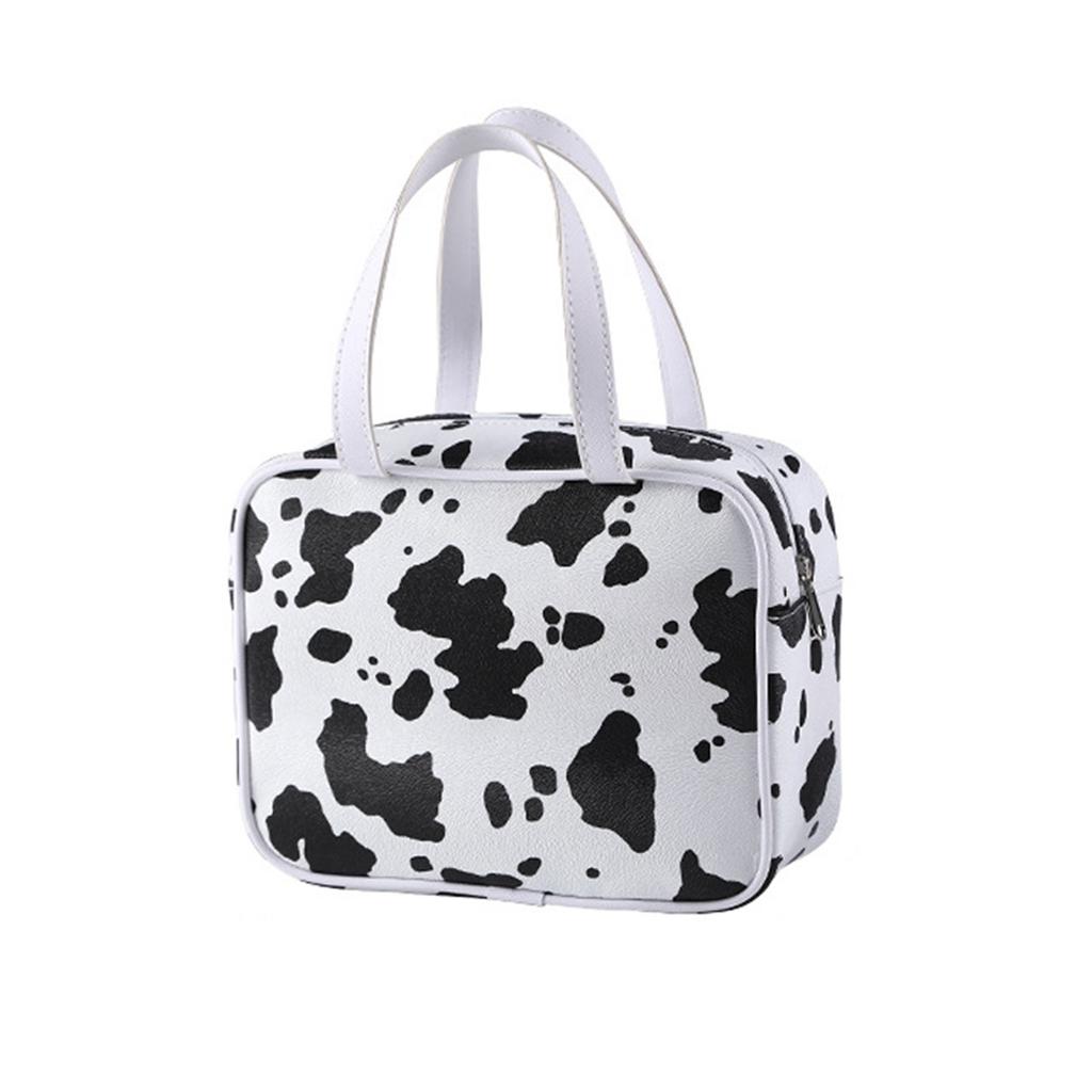 Aufbewahrungstasche mit Kuh-Print, Kosmetiktasche, Kosmetik-Aufbewahrungstasche, geeignet für Frauen und Mädchen