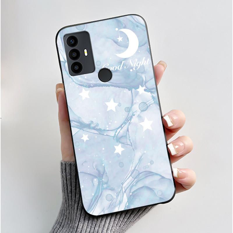 Sött Fodral För TCL 30 SE Skyddande Cover För TCL 30E Funda För TCL 306 305 Tryckt Skal Mjuk Silikon Tecknad Svart Fodral