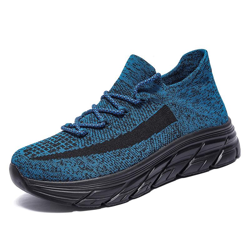 

Летние мужские кроссовки большого размера 48, мужские кроссовки из летящей тканой сетки, легкие, дышащие, модные, повседневные, парные носки-обувь 48 синий