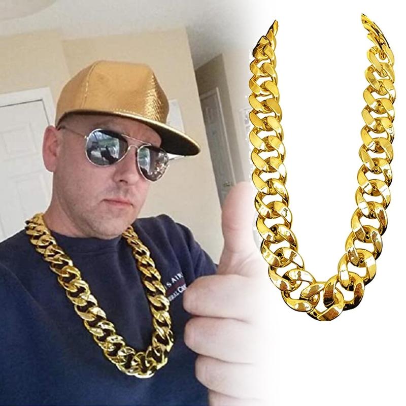 thumbnail image 2 of Big Gold Chain 80S 90S Hip Hop Costume Jewelry Gold Chain For 2 of 12
