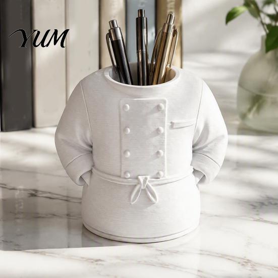 Chef Pen Holder for Desk Uniform Holder, 3D Printed Novelty Stationery Organizer, Modern Classroom Supplies Large Capacity Desktop Ornament Study And