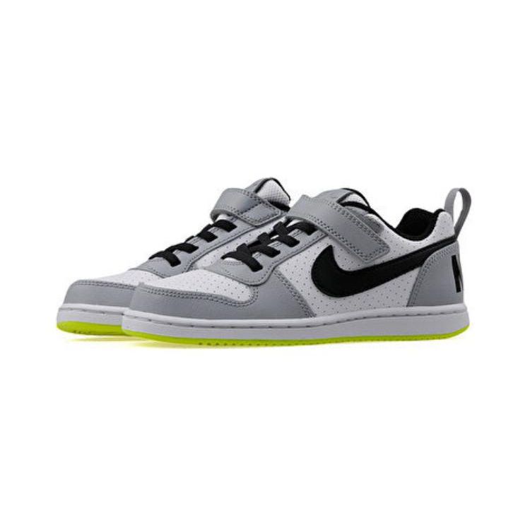 Nike Court Borough Comfortable Versatile Durable Low-Top Sneakers Kids Sneakers Gray Yellow Green 870025-104